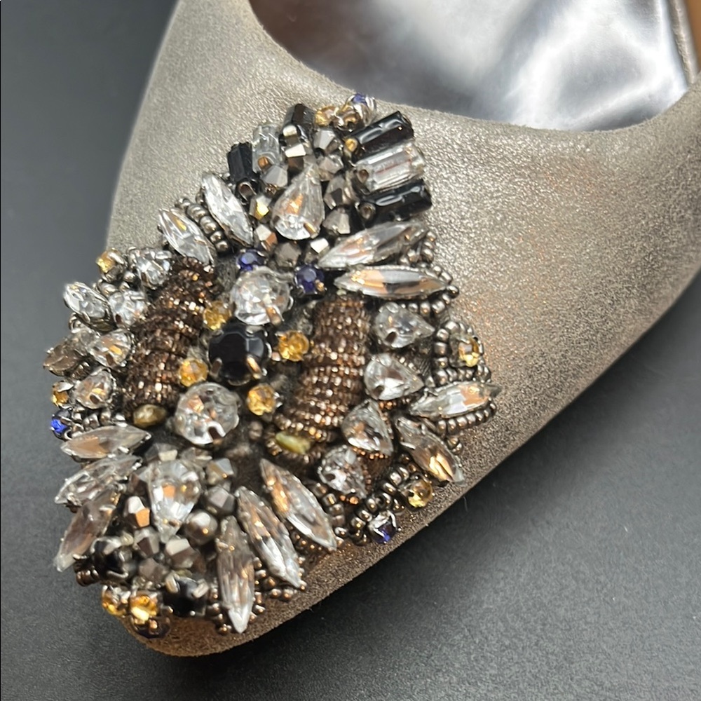 Badgley Mischka Silver Crystal Embellished Heels - Picture 2 of 8